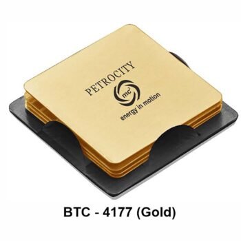 Square Metal Coaster Set – Gold –...