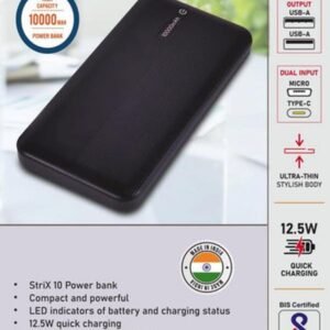Strix 10 10000 mAh Power Bank with Strips Design & Dual USB Outputs