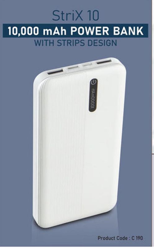 Strix 10 10,000 mAh Power Bank with Strips Design & Dual USB Outputs