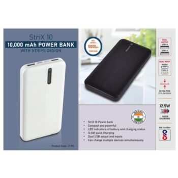 Strix 10 10000 mAh Power Bank with Strips Design & Dual USB Outputs
