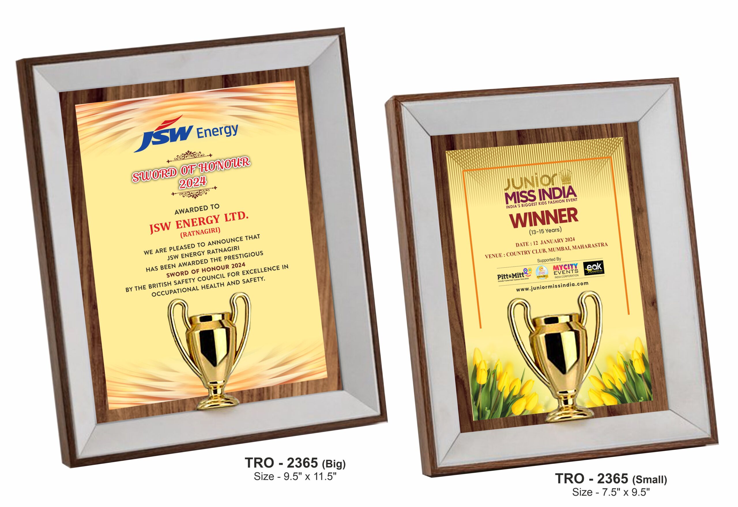 WOODEN FRAME WITH CUP EMBLEM