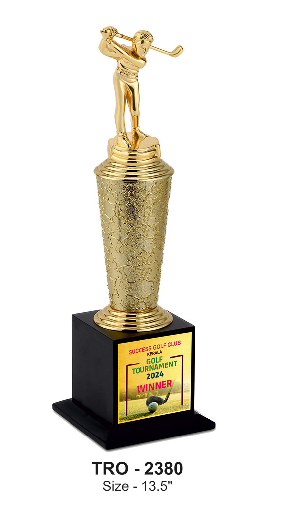 GOLF THEME TROPHY WITH FIBRE PIPE