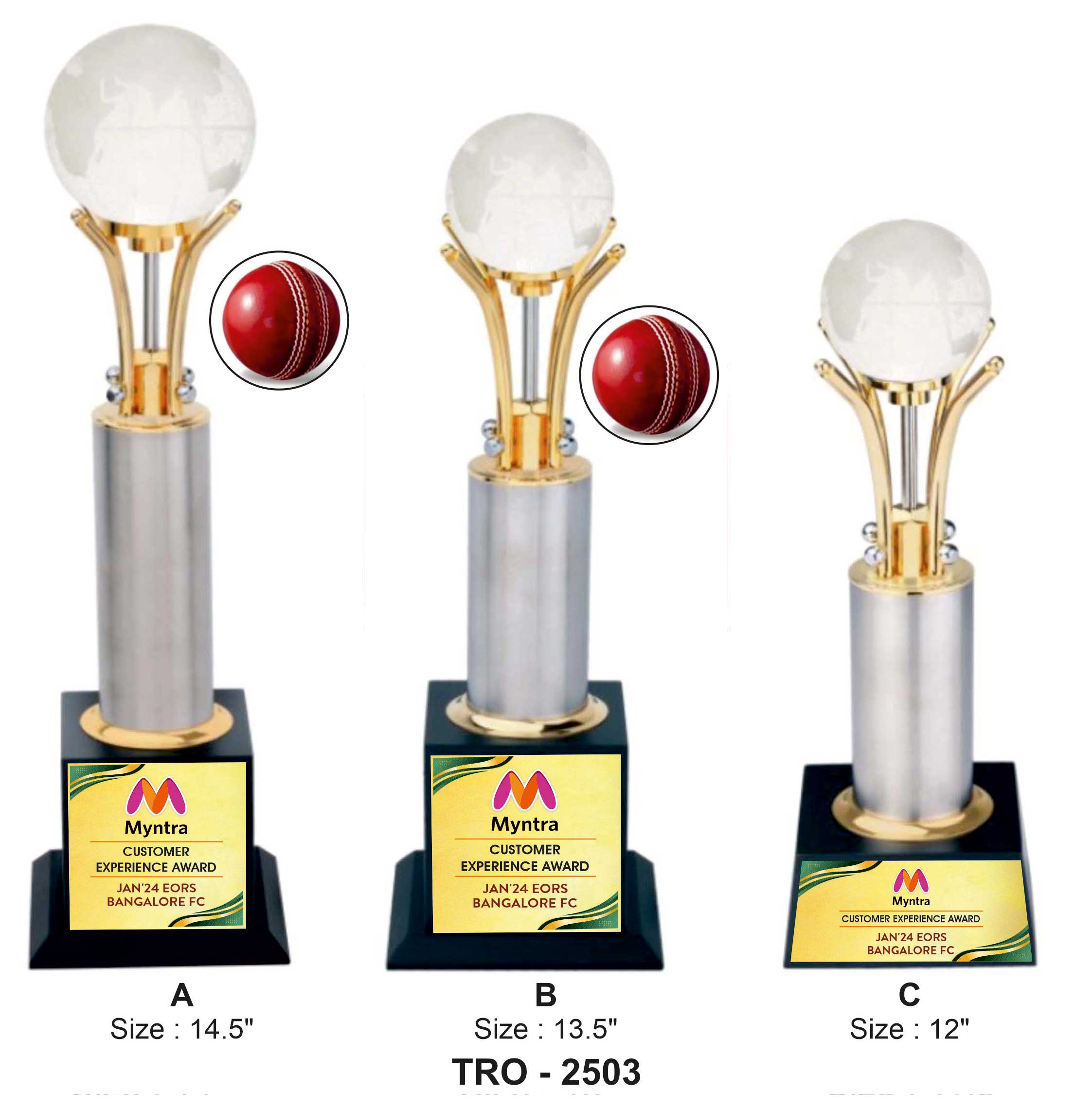 CRYSTAL GLOBE CRICKET TROPHY