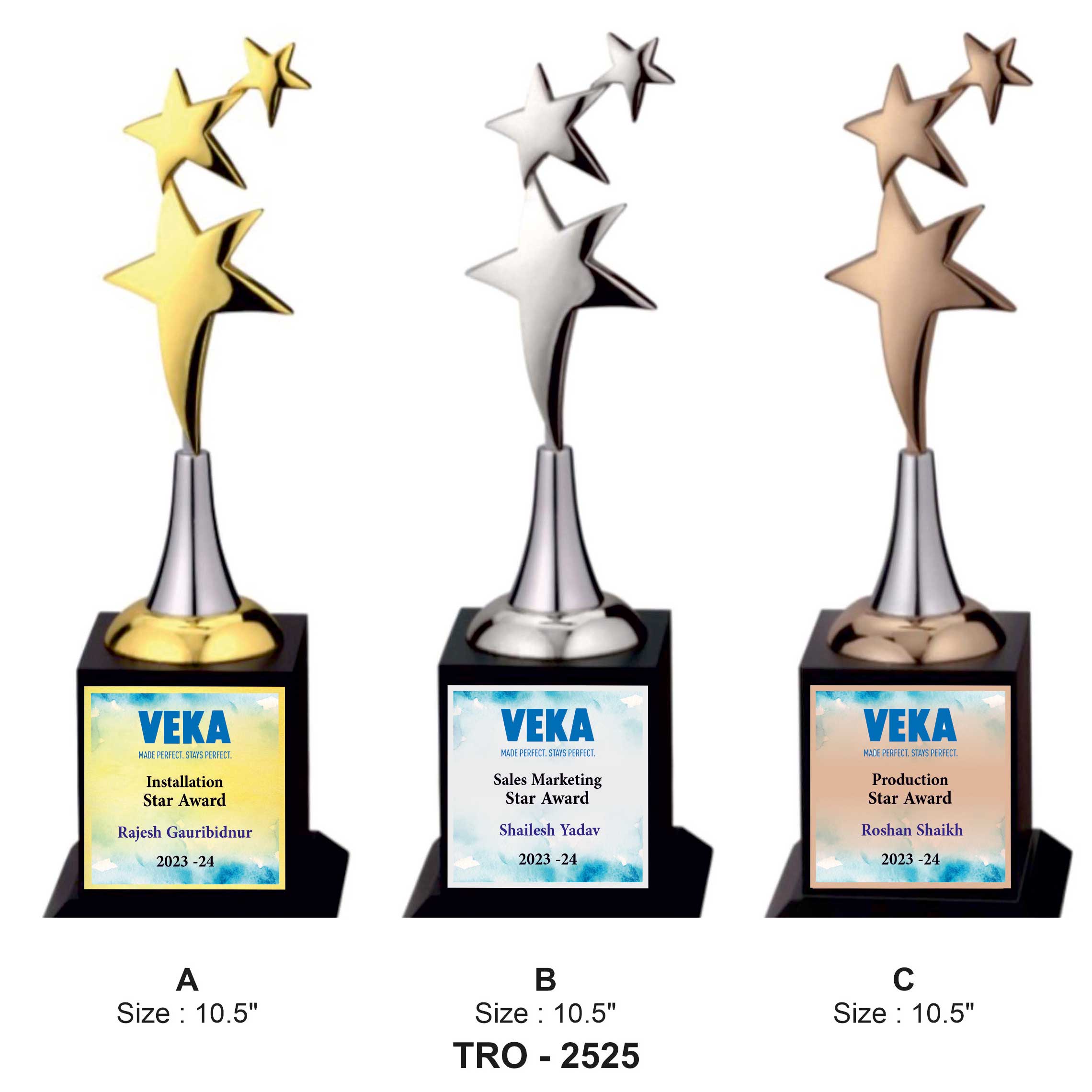 TRIPLE STAR IN METALLIC FINISH