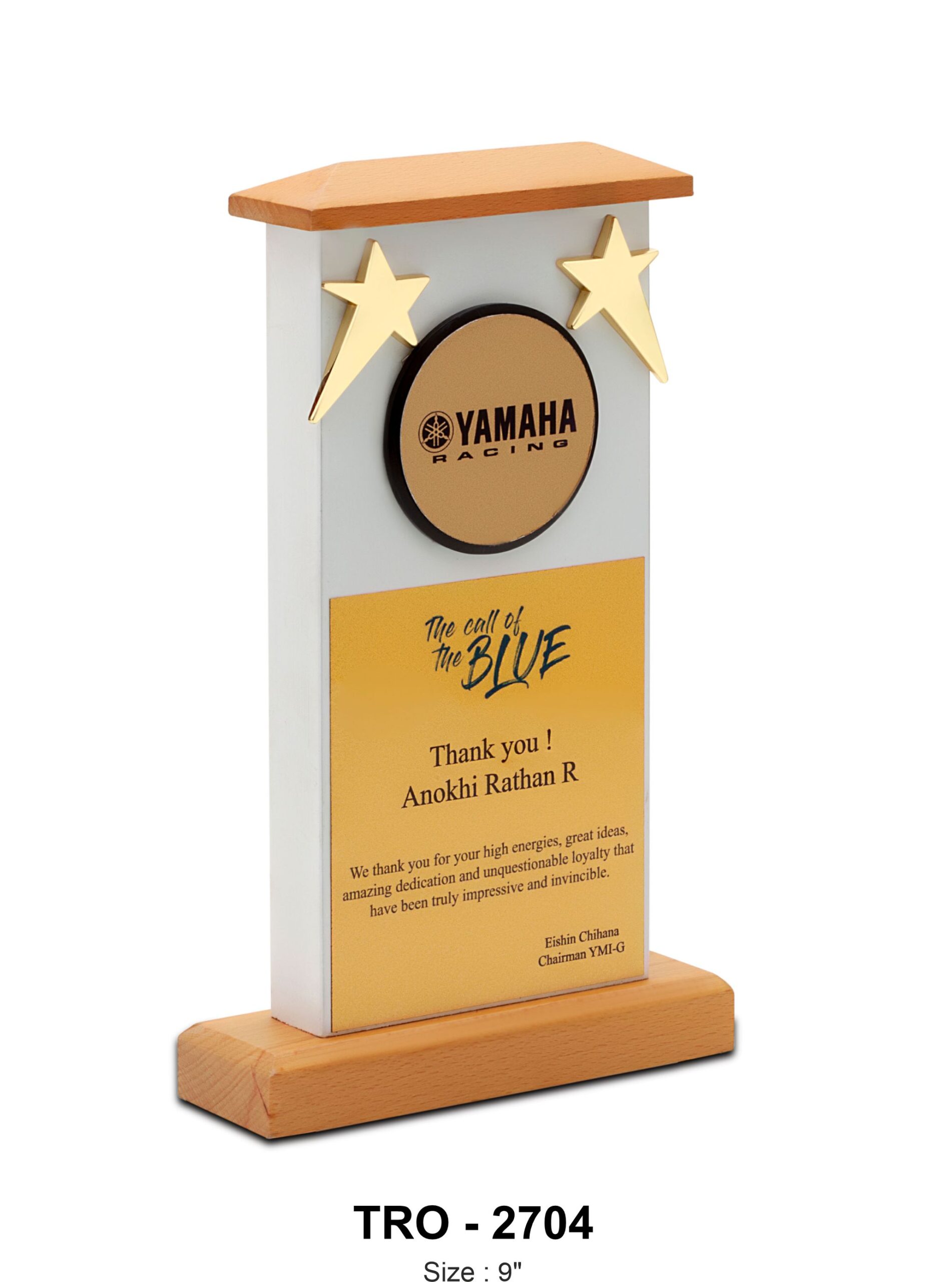 ECONOMICAL WOODEN TROPHY WITH STAR