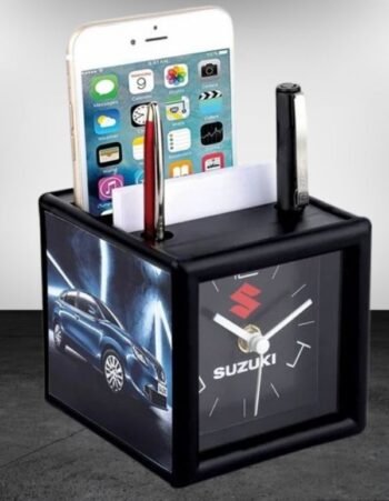 Table Clock with Pad Mobile Pen Holder...