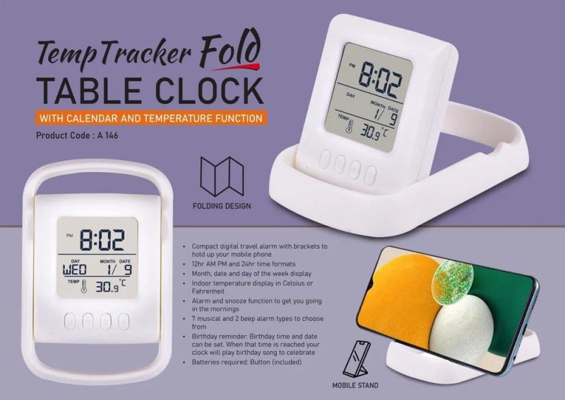TempTracker Fold Folding Table Clock