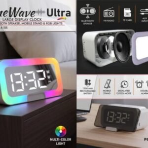 TimeWave Ultra Large LED Clock with Bluetooth Speaker, RGB Lights & Mobile Stand