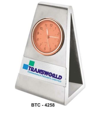 Triangular Steel Desk Clock – Modern Desk...