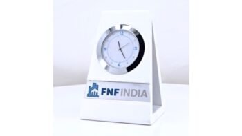 Triangular Steel Desk Clock – Modern Desk...