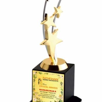 Twin Crystal Arc Trophy – Celebrate Dual Excellence with Elegance