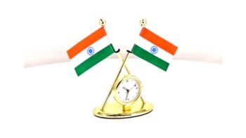 Twin Flag Desk Clock – Branded Corporate...