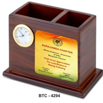 Twin Pen Stand With Clock – Elegant...