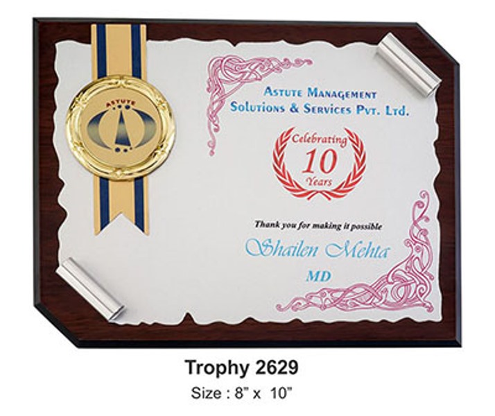 Wavy Edge Plaque with Medallion – Elegant Anniversary & Team Recognition Award
