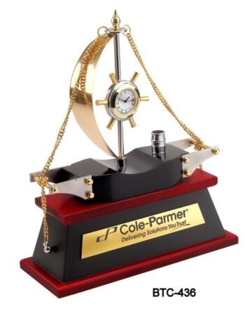 Wooden Base Ship With Clock Pen Stand...