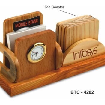 Wooden Coaster Mobile Stand with Clock –...