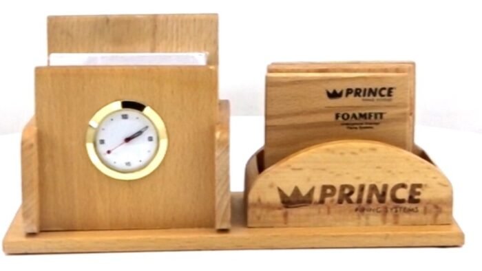 Wooden Coaster Mobile Stand with Clock