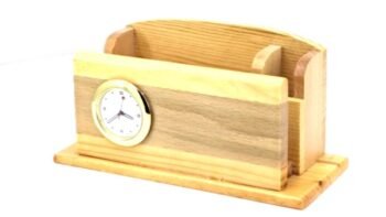 Wooden Desk Organiser with Clock – Corporate...