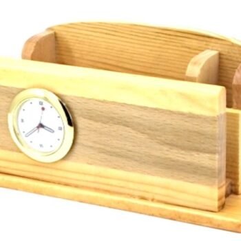Wooden Desk Organiser with Clock – Corporate...