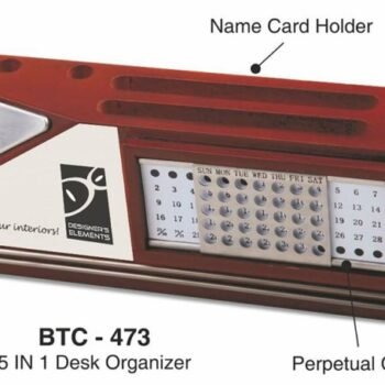 Wooden Desk Organizer With Perpetual Calendar, Clock,...