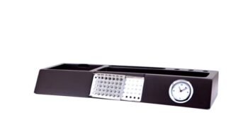 Wooden Desk Organizer With Perpetual Calendar, Clock,...