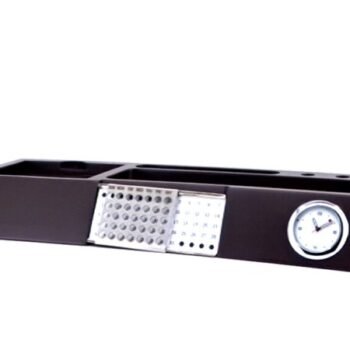 Wooden Desk Organizer With Perpetual Calendar, Clock,...
