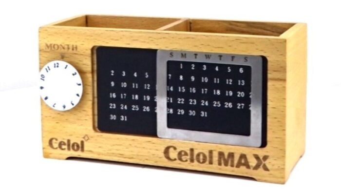 Wooden Desk Organizer With Perpetual Calendar