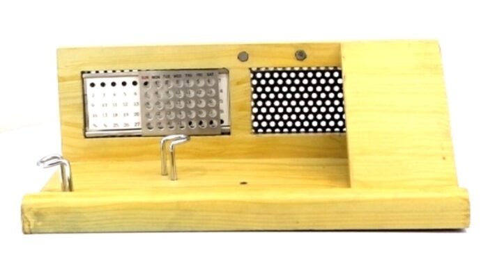 Wooden Desk Organizer with Perpetual Calendar Magnetic Key Holder