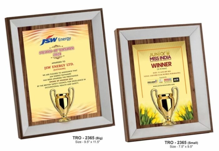 Wooden Frame with Cup Emblem – Recognition for Academic & Event Excellen