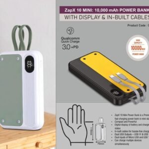 ZapX 10 Mini: 10,000 mAh Power Bank with Display & In-Built Cables