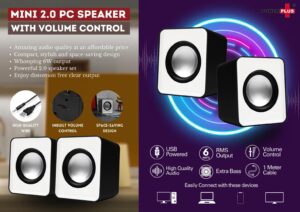 Mini Notebook / PC speakers with volume control | 6W Output | Set of 2