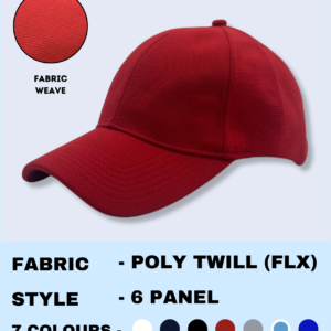 Cap Poly Twill – Red Premium 6-Panel Stylish Cap
