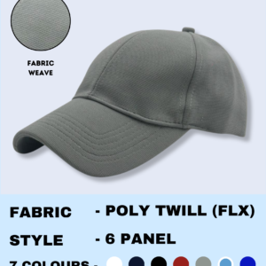Cap Poly Twill – Light Grey Premium 6-Panel Stylish Cap
