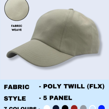 Cap Poly Twill – Light Grey Premium 6-Panel Stylish Cap