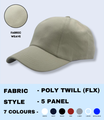 Cap Poly Twill – Light Grey Premium 6-Panel Stylish Cap