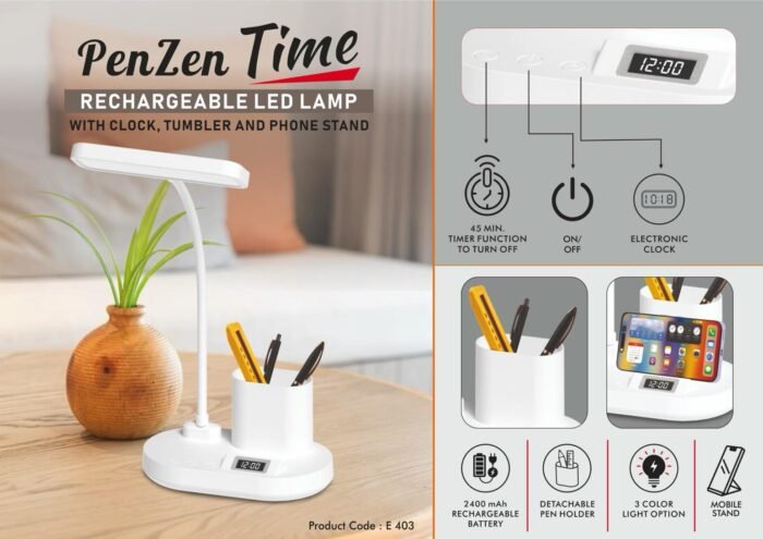 Rechargeable LED lamp with Clock