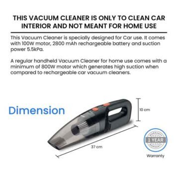 Agaro HVC1081 Cordless Car Vacuum Cleaner