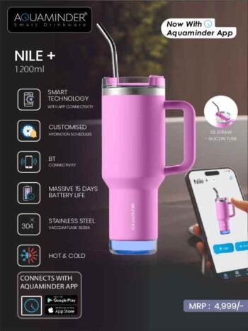 Aquaminder Nile+ 1200ml Smart Tumbler (Pink)...