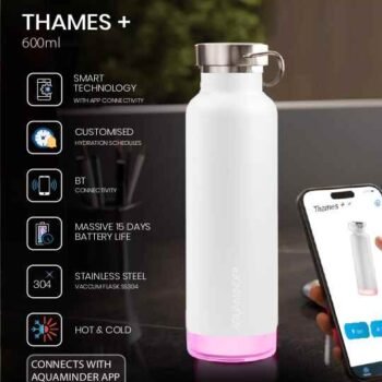Aquaminder Thames+ 600ml Smart Bottle (White)