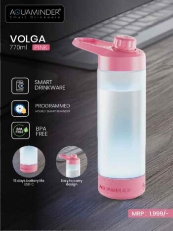 Aquaminder Volga 770ml Smart Water Bottle (Pink)...