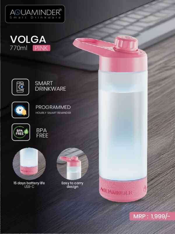 Aquaminder Volga 770ml Smart Water Bottle (Pink)