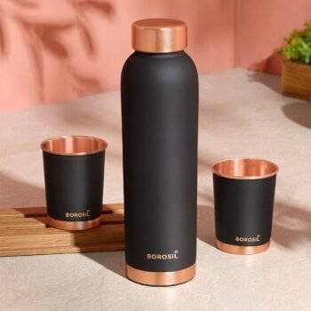 Borosil ECO Colour Copper Bottle & Glass Set