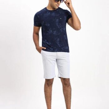 Indian Terrain Men Printed Crew Neck T-Shirt – Indigo