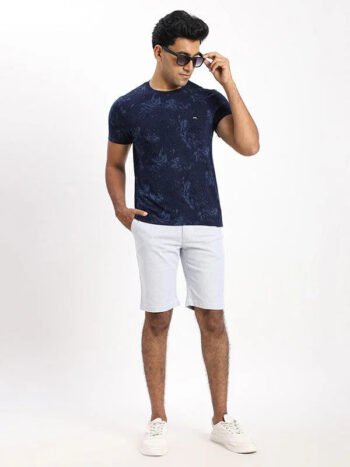 Indian Terrain Men Printed Crew Neck T-Shirt – Indigo