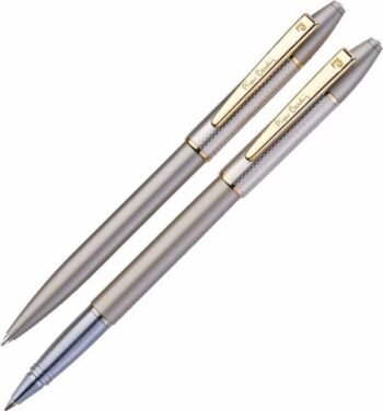 Pierre Cardin Eiffel Tower Premium Gift Set – Satin Nickel Twist Ball Pen & Roller Pen Set