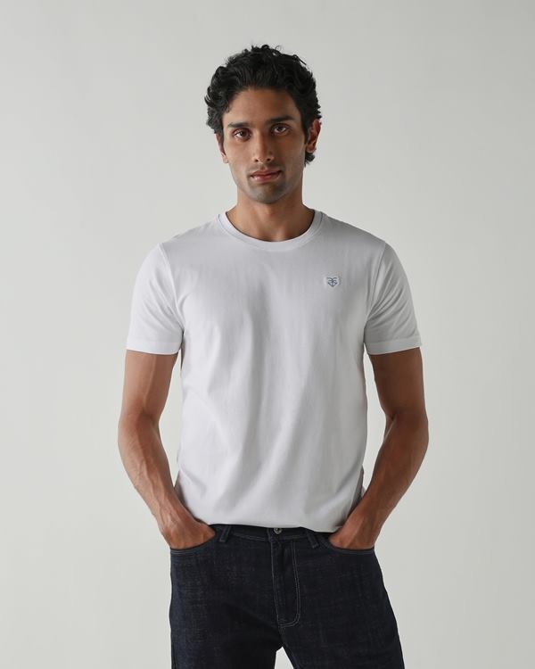 Reid & Taylor Mens White Single Jersey T-Shirt