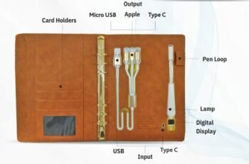 A5 Size Wireless Powerbank Folder – Premium Tech-Enabled Executive Organizer J 2026444