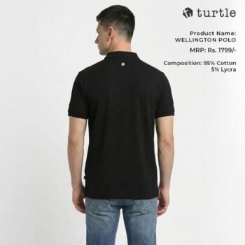 Turtle Wellington Polo T-Shirt – Premium Cotton Lycra Black Polo for Men