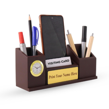 OS364 Executive Desk Pen Stand with Clock...