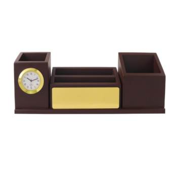 OS364 Executive Desk Pen Stand with Clock...